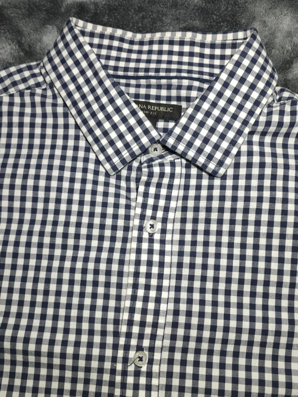 Banana Republic Men's XL Slim Fit Cotton Shirt Blue White Long Sleeve
